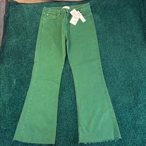 Zara Vibrant Green Flare Jeans